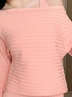 Women's Two Piece Dress Set Casual Dress Skirt Set Outdoor Daily Fashion Streetwear Ruched Midi Dress V Neck Long Sleeve Plain Slim Black Pink Green Fall Winter One-Size -HAYz Clothing Shop vsyscx1693374472770