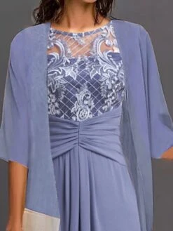 Women's Two Piece Dress Set Casual Dress Lace Dress Outdoor Daily Fashion Elegant Lace Patchwork Midi Dress Crew Neck Half Sleeve Plain Regular Fit Blue Summer Spring M L XL XXL 3XL -HAYz Clothing Shop vvtydp1683802369271