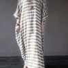 Women's Cotton Linen Dress Casual Dress Maxi Long Dress Linen Cotton Blend Casual Outdoor Daily Crew Neck Print Long Sleeve Summer Spring Fall 2023 Loose Fit Black Gray Striped S M L XL 2XL