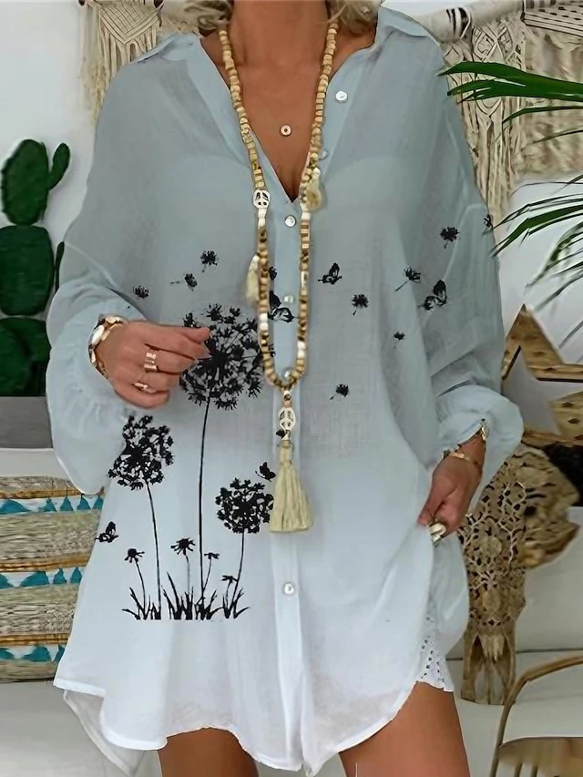 Women's Shirt Dress Casual Dress Shift Dress Mini Dress Outdoor Daily Vacation Polyester Fashion Classic Shirt Collar Button Print Long Sleeve Summer Spring Fall 2023 Loose Fit Gray Floral M L XL 2XL 1 Women's Shirt Dress Casual Dress Shift Dress Mini Dress Outdoor Daily Vacation Polyester Fashion Classic Shirt Collar Button Print Long Sleeve Summer Spring Fall 2023 Loose Fit Gray Floral M L XL 2XL