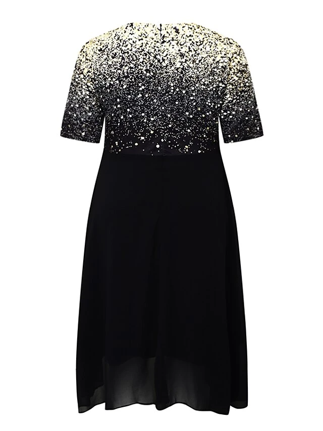 Women‘s Plus Size Curve Casual Dress Swing Dress Gradient V Neck Layered 3/4 Length Sleeve Spring Fall Dress Stylish Casual Midi Dress Date 5 Women‘s Plus Size Curve Casual Dress Swing Dress Gradient V Neck Layered 3/4 Length Sleeve Spring Fall Dress Stylish Casual Midi Dress Date - Image 5