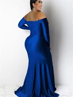Women‘s Plus Size Curve Party Dress Sheath Dress Swing Dress Solid Color Long Dress Maxi Dress Long Sleeve Split Off Shoulder Fashion Party Black White Winter Fall L XL 3XL 4XL -HAYz Clothing Shop wavzbi1672800963121