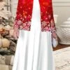 Women's Christmas Plus Size Curve Casual Dress Dress Set Two Piece Dress Snowflake Midi Dress Long Sleeve Print Crew Neck Fashion Outdoor Red Blue Fall Winter L XL XXL 3XL 4XL