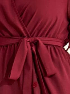 Women's Plus Size Prom Dress Party Dress Wedding Guest Dress Long Dress Maxi Dress Wine Long Sleeve Pure Color Lace Up Fall Winter Autumn V Neck Fashion Winter Dress Wedding Guest Evening Party Loose -HAYz Clothing Shop wdmugq1693205399456