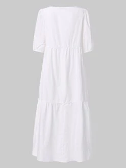 Women‘s Plus Size Curve Holiday Dress Solid Color Crew Neck Half Sleeve Fall Spring Casual Boho Maxi Long Dress Daily Vacation Dress Cotton -HAYz Clothing Shop wgebmh1631693697576