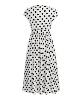 Women‘s Plus Size Curve Flattering Dresses Elegant Apple Shaped Dress Casual Dress A Line Dress Polka Dot Midi Dress Sleeveless Print V Neck Fashion Daily Black White Spring Summer Dress -HAYz Clothing Shop whxjmg1672800413460