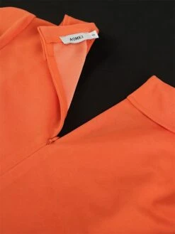 Women's Plus Size Curve Party Dress Work Dress Swing Dress Plain Long Dress Maxi Dress Short Sleeve Pleated Shirt Collar Fashion Party Orange Fall Winter XL XXL 3XL 4XL -HAYz Clothing Shop widztk1694425983105