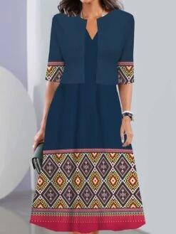 Women's Two Piece Dress Set Casual Dress Tank Dress Outdoor Daily Vintage Casual Pocket Print Midi Dress V Neck 3/4 Length Sleeve Geometric Color Block Regular Fit Black Pink Wine Summer Spring S M L 11 Women's Two Piece Dress Set Casual Dress Tank Dress Outdoor Daily Vintage Casual Pocket Print Midi Dress V Neck 3/4 Length Sleeve Geometric Color Block Regular Fit Black Pink Wine Summer Spring S M L -HAYz Clothing Shop wkdxff1690441704251