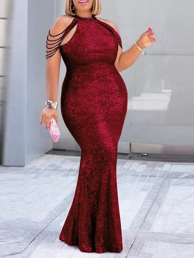 Women‘s Plus Size Curve Party Dress Sequin Dress Solid Color Turtleneck Sequins Sleeveless Spring Fall Elegant Formal Maxi Long Dress Formal Party Dress Sequin Dress 2 Women‘s Plus Size Curve Party Dress Sequin Dress Solid Color Turtleneck Sequins Sleeveless Spring Fall Elegant Formal Maxi Long Dress Formal Party Dress Sequin Dress - Image 2