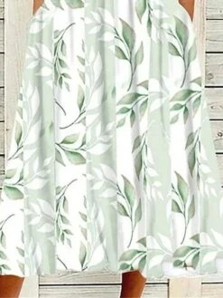 Women's Two Piece Dress Set Casual Dress Print Dress Outdoor Daily Fashion Streetwear Print Midi Dress Crew Neck Half Sleeve Floral Regular Fit Green Summer Spring S M L XL XXL -HAYz Clothing Shop wlebxk1684479965782