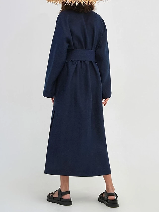 Women's Casual Dress Cotton Dress Wrap Dress Maxi Long Dress Cotton Fashion Basic Outdoor Daily Holiday V Neck Split Tie Belt Long Sleeve Fall Winter Autumn 2023 Loose Fit Navy Blue Green Rose Red 14 Women's Casual Dress Cotton Dress Wrap Dress Maxi Long Dress Cotton Fashion Basic Outdoor Daily Holiday V Neck Split Tie Belt Long Sleeve Fall Winter Autumn 2023 Loose Fit Navy Blue Green Rose Red - Image 14