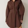 Women's Shirt Dress Casual Dress Mini Dress Outdoor Daily Date Polyester Fashion Basic Shirt Collar Button Long Sleeve Fall Winter 2023 Regular Fit Black White Brown Pure Color S M L