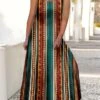 Women‘s Plus Size Curve Casual Dress Swing Dress Strap Dress Graphic Color Block Long Dress Maxi Dress Sleeveless Print Strap Romantic Daily Yellow Brown Summer Spring L XL XXL 3XL 4XL