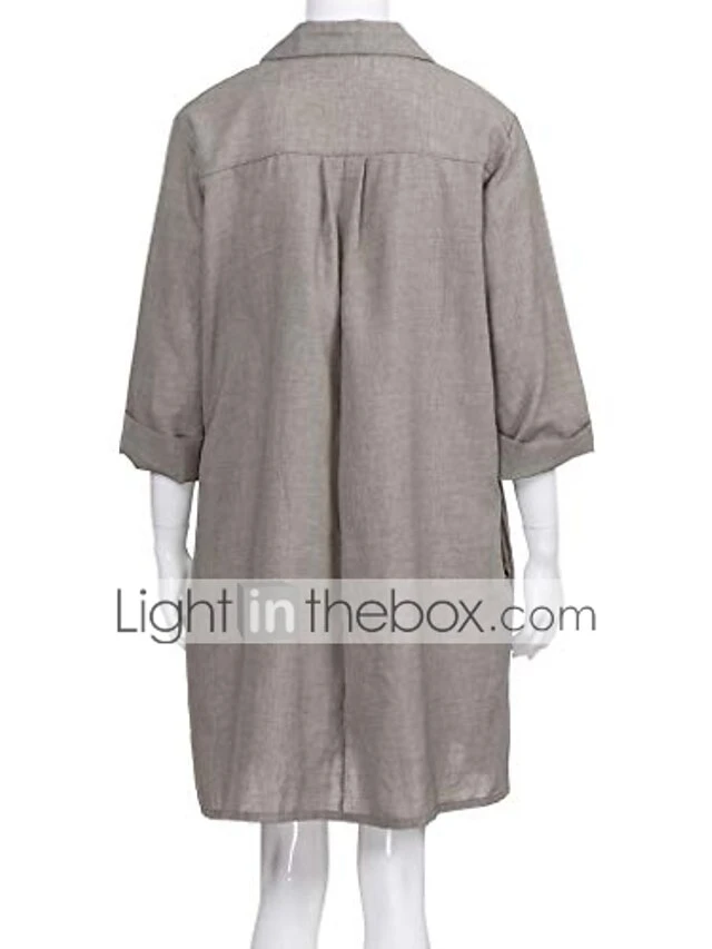 Women's Shirt Dress Cotton Linen Dress Shift Dress Mini Dress Cotton And Linen Daily Vacation Shirt Collar Pocket 3/4 Length Sleeve Summer Spring Fall 2023 Loose Fit Black Pink Green Pure Color S M L 9 Women's Shirt Dress Cotton Linen Dress Shift Dress Mini Dress Cotton And Linen Daily Vacation Shirt Collar Pocket 3/4 Length Sleeve Summer Spring Fall 2023 Loose Fit Black Pink Green Pure Color S M L - Image 9