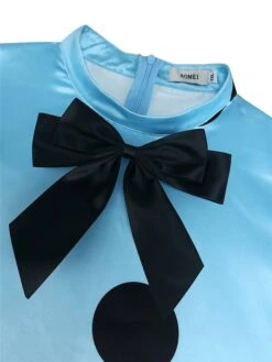 Women‘s Plus Size Curve Party Dress Cocktail Dress Wedding Guest Dress Midi Dress Blue Short Sleeve Polka Dot Patchwork Summer Spring Fall Stand Collar Fashion Wedding Guest Vacation 2023 -HAYz Clothing Shop wplhwr1691042901054