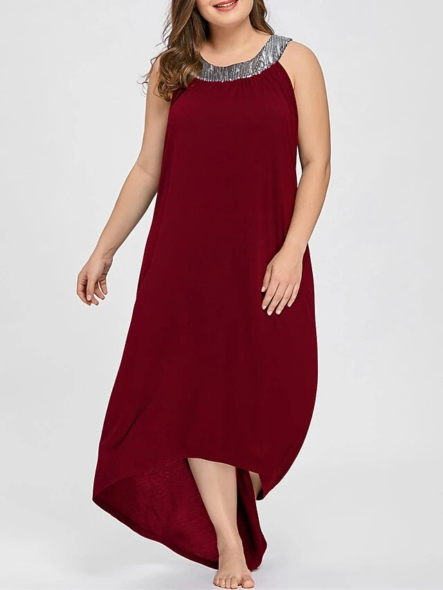 Women‘s Plus Size Curve Party Dress Sequin Dress Sheath Dress Color Block Long Dress Maxi Dress Sleeveless Plus High Low Crew Neck Modern Party Black Wine Summer Spring XL XXL 3XL 4XL 5XL 2 Women‘s Plus Size Curve Party Dress Sequin Dress Sheath Dress Color Block Long Dress Maxi Dress Sleeveless Plus High Low Crew Neck Modern Party Black Wine Summer Spring XL XXL 3XL 4XL 5XL - Image 2