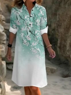 Women's Shirt Dress Casual Dress Cotton Linen Dress Midi Dress Polyester Fashion Casual Daily Outdoor Daily Vacation Shirt Collar Button Pocket Long Sleeve Summer Spring Fall 2023 Loose Fit Light -HAYz Clothing Shop wqbddu1691067624222