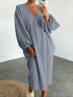 Women's Casual Dress Cotton Dress Loose Dress Midi Dress Linen / Cotton Blend Basic Classic Outdoor Daily Vacation V Neck Basic Long Sleeve Summer Spring Fall 2023 Loose Fit White Pink Blue Plain S M 17 Women's Casual Dress Cotton Dress Loose Dress Midi Dress Linen / Cotton Blend Basic Classic Outdoor Daily Vacation V Neck Basic Long Sleeve Summer Spring Fall 2023 Loose Fit White Pink Blue Plain S M -HAYz Clothing Shop wqjmhe1690872879439