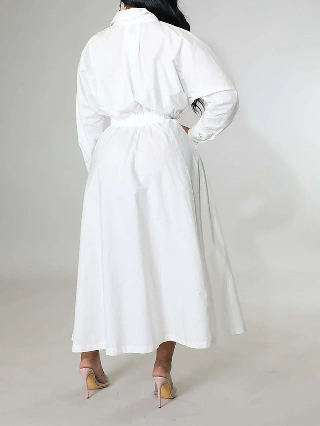 Women's Shirt Dress Casual Dress Swing Dress Maxi Long Dress Outdoor Daily Vacation Cotton And Linen Fashion Casual Shirt Collar Button Rolled Cuff Long Sleeve Spring Fall Winter 2023 Slim Black 9 Women's Shirt Dress Casual Dress Swing Dress Maxi Long Dress Outdoor Daily Vacation Cotton And Linen Fashion Casual Shirt Collar Button Rolled Cuff Long Sleeve Spring Fall Winter 2023 Slim Black - Image 9