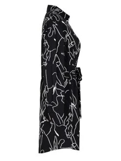 Women's Shirt Dress Casual Dress Mini Dress Outdoor Daily Date Polyester Fashion Modern Shirt Collar Lace Up Button Long Sleeve Fall Winter 2023 Regular Fit Black Geometric S M L XL -HAYz Clothing Shop wrqogr1695367373501