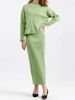 Women's Two Piece Dress Set Casual Dress Skirt Set Outdoor Daily Fashion Streetwear Split Ribbed Midi Dress Turtleneck Long Sleeve Plain Loose Fit Black Light Green Blue Fall One-Size 23 Women's Two Piece Dress Set Casual Dress Skirt Set Outdoor Daily Fashion Streetwear Split Ribbed Midi Dress Turtleneck Long Sleeve Plain Loose Fit Black Light Green Blue Fall One-Size -HAYz Clothing Shop wrusvd1693278283421