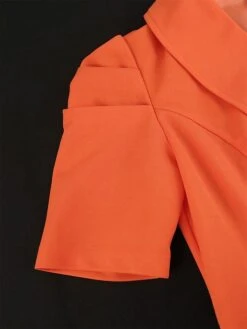 Women's Plus Size Curve Party Dress Work Dress Swing Dress Plain Long Dress Maxi Dress Short Sleeve Pleated Shirt Collar Fashion Party Orange Fall Winter XL XXL 3XL 4XL -HAYz Clothing Shop wsbota1694425987667