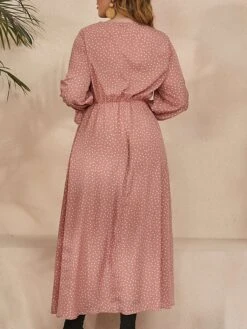 Women's Plus Size Party Dress Wedding Guest Dress Black Dress Long Dress Maxi Dress Black Pink Red Long Sleeve Polka Dot Lace Up Spring Fall Winter Crew Neck Fashion Winter Dress Evening Party -HAYz Clothing Shop wsdwiy1693535281885