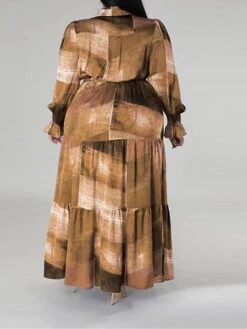 Women's Plus Size Curve Work Dress Swing Dress Semi Formal Dress Fashion Long Dress Maxi Dress Lace Up Print Shirt Collar Long Sleeve Print Yellow Royal Blue Blue Spring Fall XL XXL 3XL 4XL 5XL -HAYz Clothing Shop wstjlh1692847952511