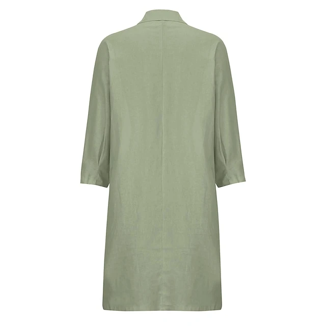 Women's Shirt Dress Casual Dress Cotton Linen Dress Midi Dress Cotton Blend Simple Basic Home Street Daily Shirt Collar Pocket Long Sleeve Summer Spring Fall 2023 Loose Fit Black White Yellow Pure 15 Women's Shirt Dress Casual Dress Cotton Linen Dress Midi Dress Cotton Blend Simple Basic Home Street Daily Shirt Collar Pocket Long Sleeve Summer Spring Fall 2023 Loose Fit Black White Yellow Pure - Image 15