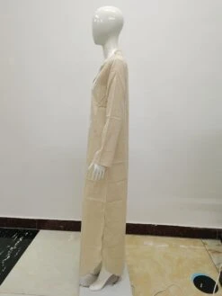 Women's Casual Dress Cotton Linen Dress Shift Dress Maxi Long Dress Cotton Blend Basic Casual Outdoor Daily Vacation V Neck Print Long Sleeve Summer Spring Fall 2023 Loose Fit Yellow Sky Blue Khaki -HAYz Clothing Shop wwcbom1693309804532