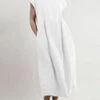 Women's Cotton Linen Dress A Line Dress Maxi Long Dress Cotton Blend Basic Casual Daily Vacation Crew Neck Patchwork Pocket Short Sleeve Summer Spring Linen Loose Fit Black White Pink Pure Color S M