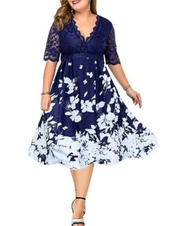 Women‘s Plus Size Curve Party Dress Cocktail Dress Work Dress Midi Dress Black Navy Blue Purple Half Sleeve Floral Lace Summer Spring Fall V Neck Fashion Wedding Guest Vacation Summer Dress 2023 14 Women‘s Plus Size Curve Party Dress Cocktail Dress Work Dress Midi Dress Black Navy Blue Purple Half Sleeve Floral Lace Summer Spring Fall V Neck Fashion Wedding Guest Vacation Summer Dress 2023 -HAYz Clothing Shop wwravq1690275882544