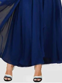 Women‘s Plus Size Curve Party Dress Apple Shape Dress Lace Dress Chiffon Dress Solid Color Long Dress Maxi Dress Half Sleeve Lace Patchwork U Neck Elegant Fashion Party Navy Blue Summer Spring Dress -HAYz Clothing Shop wxtkcj1678427074109