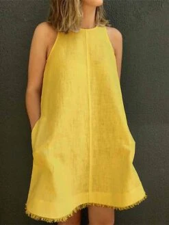 Women's Casual Dress Cotton Linen Dress White Dress Mini Dress Cotton Blend Casual Outdoor Daily Vacation Crew Neck Pocket Sleeveless Summer Spring 2023 Loose Fit Black White Yellow Pure Color S M L 11 Women's Casual Dress Cotton Linen Dress White Dress Mini Dress Cotton Blend Casual Outdoor Daily Vacation Crew Neck Pocket Sleeveless Summer Spring 2023 Loose Fit Black White Yellow Pure Color S M L -HAYz Clothing Shop wzdguc1680163650135