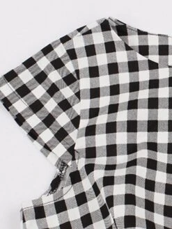 Women's Plus Size Retro 1950s Vintage Dress Midi Dress Daily Holiday With Belt Print Plaid Crew Neck Short Sleeve Regular Fit Spring Fall 2023 Black XL XXL 3XL 4XL -HAYz Clothing Shop wzogtd1693533784834