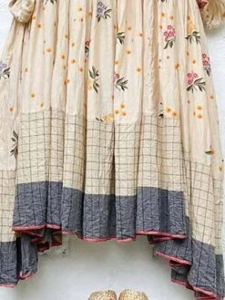 Women's Casual Dress Cotton Linen Dress Swing Dress Mini Dress Polyester Basic Casual Outdoor Daily Vacation Crew Neck Ruched Patchwork Half Sleeve Summer Spring Fall 2023 Regular Fit Khaki Plaid -HAYz Clothing Shop xcfgmw1678353150010