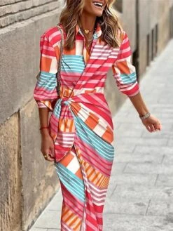 Women's Shirt Dress Casual Dress Sheath Dress Maxi Long Dress Outdoor Daily Date Polyester Fashion Casual Shirt Collar Lace Up Print 3/4 Length Sleeve Summer Spring Fall 2023 Loose Fit Black Pink 9 Women's Shirt Dress Casual Dress Sheath Dress Maxi Long Dress Outdoor Daily Date Polyester Fashion Casual Shirt Collar Lace Up Print 3/4 Length Sleeve Summer Spring Fall 2023 Loose Fit Black Pink -HAYz Clothing Shop xdesyd1691048901589