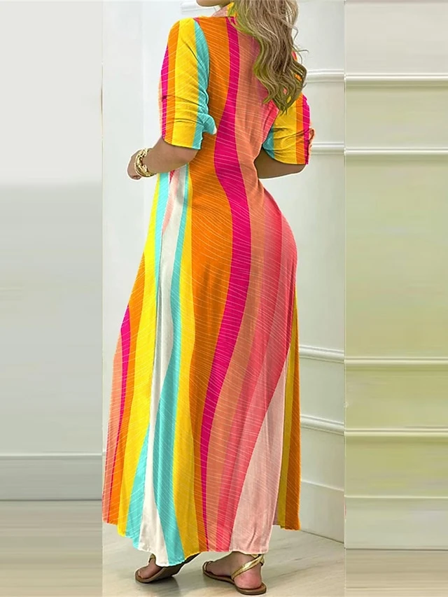 Women's Shirt Dress Casual Dress Maxi Long Dress Outdoor Daily Vacation Polyester Fashion Casual Shirt Collar Button Split Long Sleeve Summer Spring Fall 2023 Loose Fit Black Yellow Blue Plaid Striped 3 Women's Shirt Dress Casual Dress Maxi Long Dress Outdoor Daily Vacation Polyester Fashion Casual Shirt Collar Button Split Long Sleeve Summer Spring Fall 2023 Loose Fit Black Yellow Blue Plaid Striped - Image 3