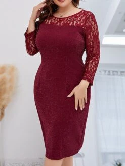 Women‘s Plus Size Curve Party Dress Lace Dress Cocktail Dress Midi Dress Wine Long Sleeve Pure Color Lace Spring Fall Winter Crew Neck Fashion Winter Dress Birthday Wedding Guest 2023 12 Women‘s Plus Size Curve Party Dress Lace Dress Cocktail Dress Midi Dress Wine Long Sleeve Pure Color Lace Spring Fall Winter Crew Neck Fashion Winter Dress Birthday Wedding Guest 2023 -HAYz Clothing Shop xdopgi1691999687311