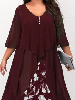 Women's Plus Size Curve Work Dress Floral V Neck Ruched 3/4 Length Sleeve Spring Summer Work Elegant Midi DressLayered Formal Vacation Dress 35 Women's Plus Size Curve Work Dress Floral V Neck Ruched 3/4 Length Sleeve Spring Summer Work Elegant Midi DressLayered Formal Vacation Dress -HAYz Clothing Shop xdredp1669975971360