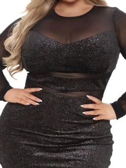 Women‘s Plus Size Curve Party Dress Solid Color Crew Neck Ruched Long Sleeve Fall Spring Casual Sequins Prom Dress Short Mini Dress Casual Vacation DressSequin DressMesh 5 Women‘s Plus Size Curve Party Dress Solid Color Crew Neck Ruched Long Sleeve Fall Spring Casual Sequins Prom Dress Short Mini Dress Casual Vacation DressSequin DressMesh -HAYz Clothing Shop xdrxkm1639123299952