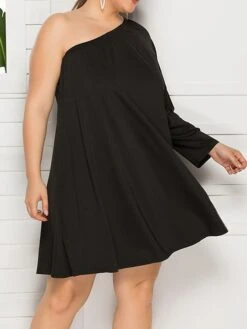 Women's Plus Size Curve Casual Dress Swing Dress Black Dress Plain Mini Dress Long Sleeve One Shoulder Fashion Daily Black Fall Winter L XL XXL 3XL 4XL 8 Women's Plus Size Curve Casual Dress Swing Dress Black Dress Plain Mini Dress Long Sleeve One Shoulder Fashion Daily Black Fall Winter L XL XXL 3XL 4XL -HAYz Clothing Shop xdsbmn1694151465162