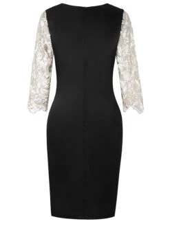 Women's Plus Size Curve Party Dress Print Crew Neck Mesh Half Sleeve Fall Spring Work Vintage Prom Dress Knee Length Dress Party Daily Dress / Lace -HAYz Clothing Shop xghruw1603777220898