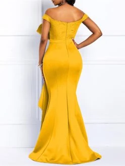 Women‘s Plus Size Curve Party Dress Sheath Dress Black Dress Solid Color Long Dress Maxi Dress Sleeveless Lace Ruffle Off Shoulder Fashion Party Yellow Red Summer Spring L XL XXL 3XL -HAYz Clothing Shop xjgozf1680602313472