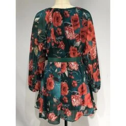 Women's Plus Size Curve Party Dress Casual Dress Cocktail Dress Floral Midi Dress Long Sleeve Print Crew Neck Fashion Party Purple Green Fall Winter XL XXL 3XL -HAYz Clothing Shop xkbnpe1695645429512