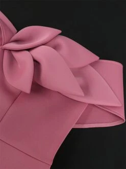 Women's Plus Size Curve Party Dress Bodycon Sheath Dress Plain Midi Dress Short Sleeve Backless Split One Shoulder Fashion Party Pink Spring Fall XL XXL 3XL 4XL -HAYz Clothing Shop xlfqxy1694165772955