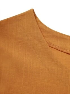 Women's Casual Dress Cotton Linen Dress A Line Dress Midi Dress Cotton Blend Basic Modern Outdoor Daily Vacation Crew Neck Ruched Patchwork Short Sleeve Summer Spring 2023 Loose Fit Orange Plain S M -HAYz Clothing Shop xpthpf1683610612776