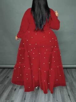 Women‘s Plus Size Curve Flattering Dresses Elegant Apple Shaped Dress Wedding Guest Casual Dress Swing Dress Polka Dot Long Dress Maxi Dress Long Sleeve Mesh Stand Collar Basic Daily Spring Summer -HAYz Clothing Shop xqazgc1672824080580