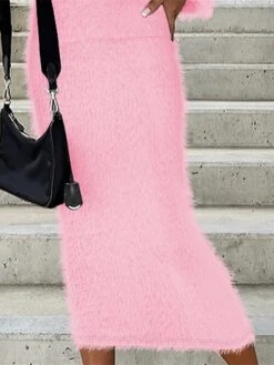 Women's Two Piece Dress Set Sweater Dress Casual Dress Outdoor Daily Fashion Streetwear Cut Out Long Dress Maxi Dress V Neck Long Sleeve Plain Regular Fit Pink Fall Winter S M L XL -HAYz Clothing Shop xriydh1697089102381