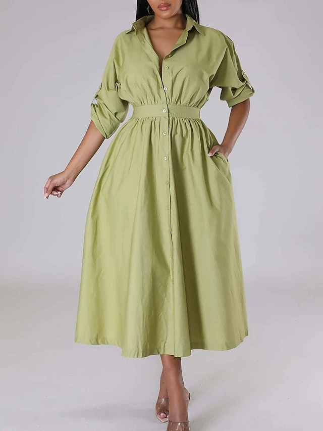 Women's Shirt Dress Casual Dress Swing Dress Maxi Long Dress Outdoor Daily Vacation Cotton And Linen Fashion Casual Shirt Collar Button Rolled Cuff Long Sleeve Spring Fall Winter 2023 Slim Black 1 Women's Shirt Dress Casual Dress Swing Dress Maxi Long Dress Outdoor Daily Vacation Cotton And Linen Fashion Casual Shirt Collar Button Rolled Cuff Long Sleeve Spring Fall Winter 2023 Slim Black